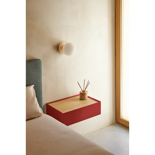 Червено висящо нощно шкафче с дъбов плот Arista – Teulat-image-1