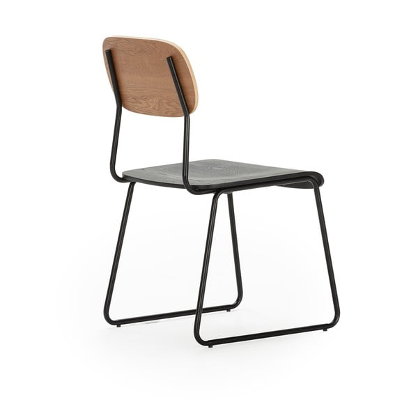 Трапезни столове в комплект от 2 бр. от декор от ясен в черен и естествен цвят Aira – Marckeric-image-4