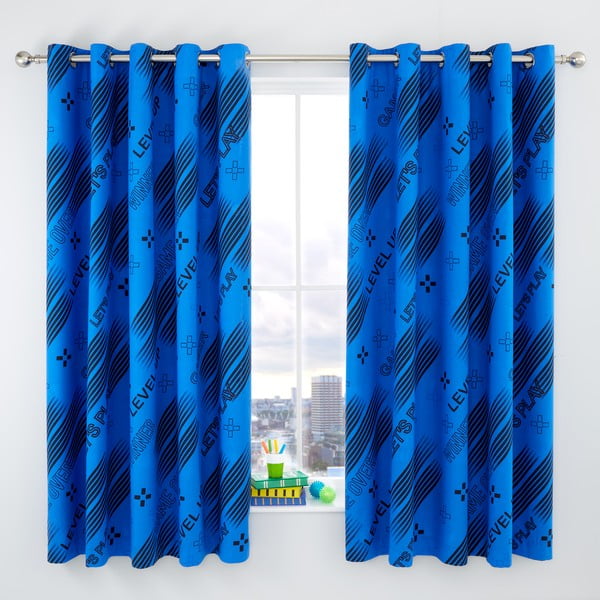 Черна-синя детска завеса 2 бр. 168x183 cm Game Over – Catherine Lansfield-image-1