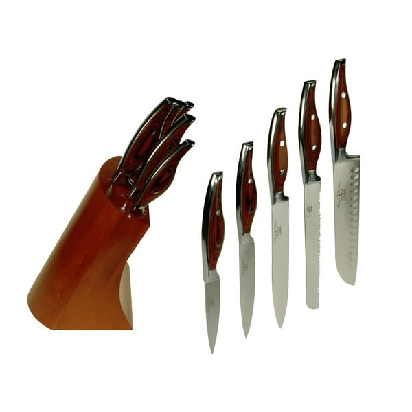 Комплект ножове със стойка Brown Flat - Kitchenworld