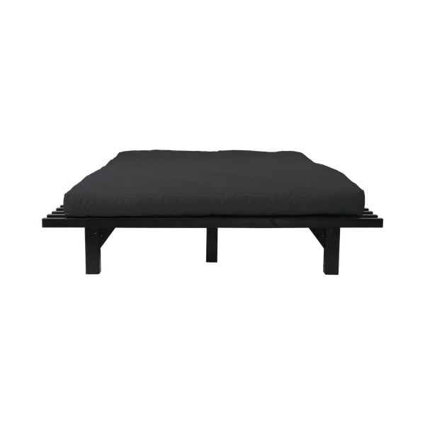 Dvoulůžková postel z borovicového dřeva s matrací Karup Design Blues Double Latex Black/Black, 140 x 200 cm