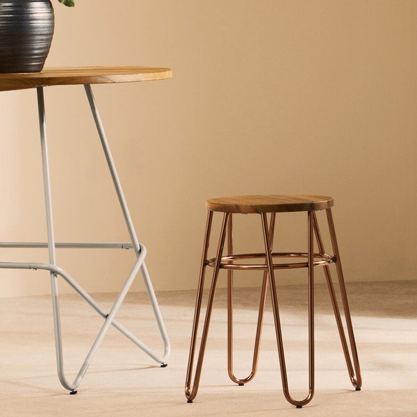Стол от масивен бряст в естествен цвят/розово златист District – Premier Housewares-image-3