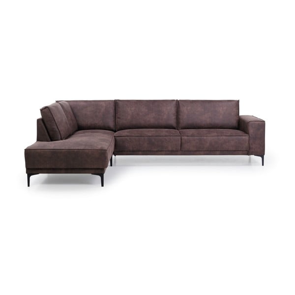 Кафяв ъглов диван от изкуствена кожа (ляв ъгъл) Copenhagen - Scandic
