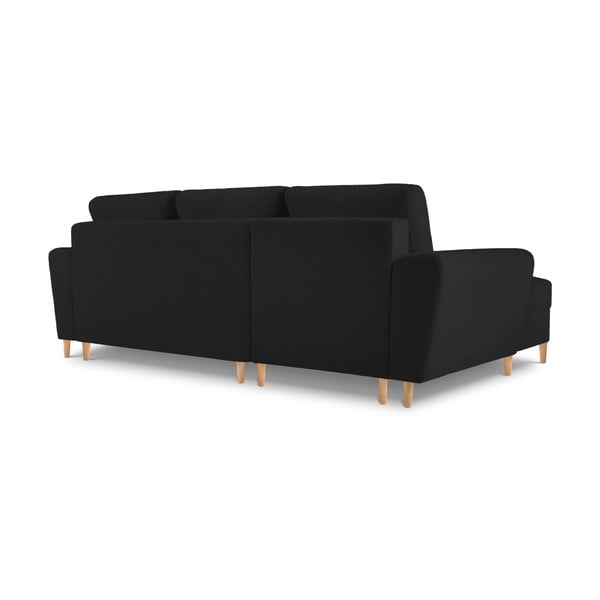 Черен разтегателен ъглов диван с място за съхранение от прежда с примки от букле (ляв ъгъл) Kyoto – Cosmopolitan Design-image-4