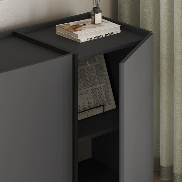 Антрацитен скрин с отвор за кабели 180x80x45 cm Dorma – Kalune Design-image-3