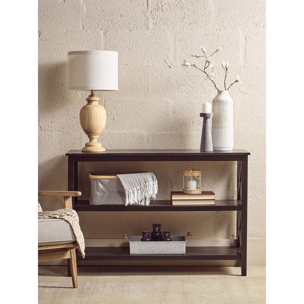 Черен стелаж от масивен бор 120x81x40 cm Heritage – Premier Housewares-image-1
