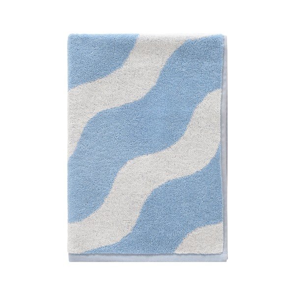 Бяла/светлосиня памучна кърпа 50x70 cm Waves – Jotex