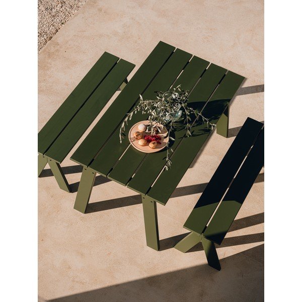 Зелена градинска пейка от масивно дърво Navo – noo.ma-image-3