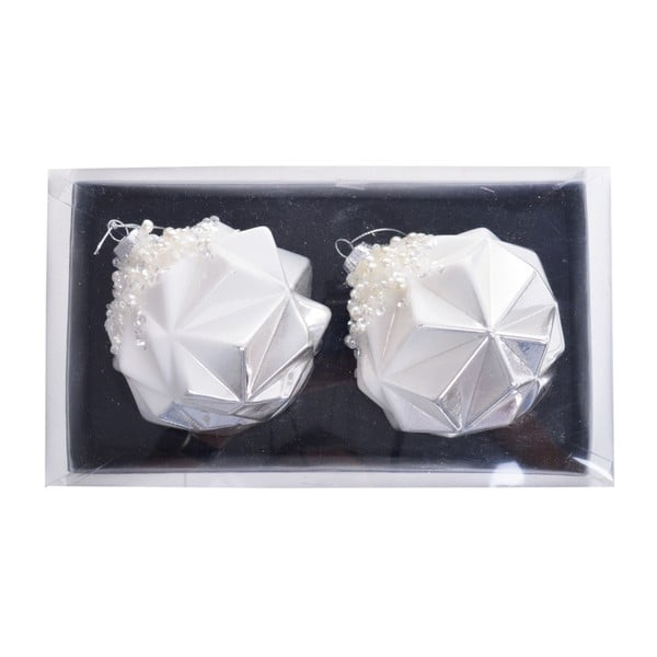 Комплект от 2 висящи декорации от бяло стъкло Оригами - Ewax