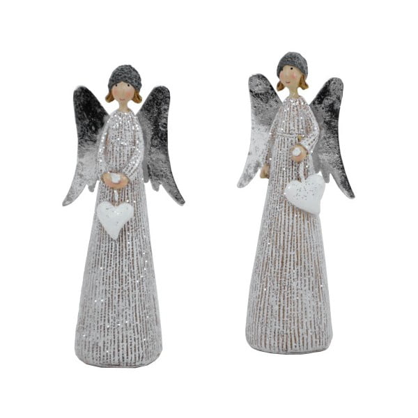 Комплект от 2 декоративни коледни статуетки Ангели с шапки - Ego Dekor