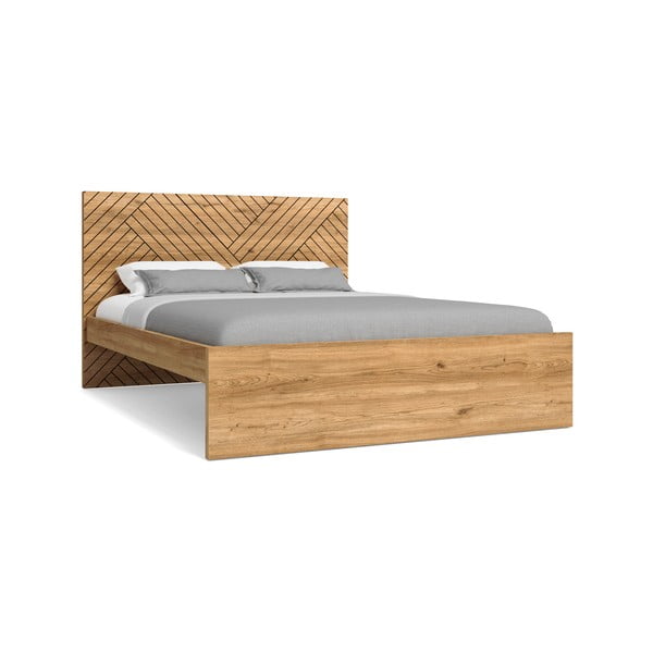 Двойно легло в дъбов декор в естествен цвят 140x190 cm Zebra - Marckeric