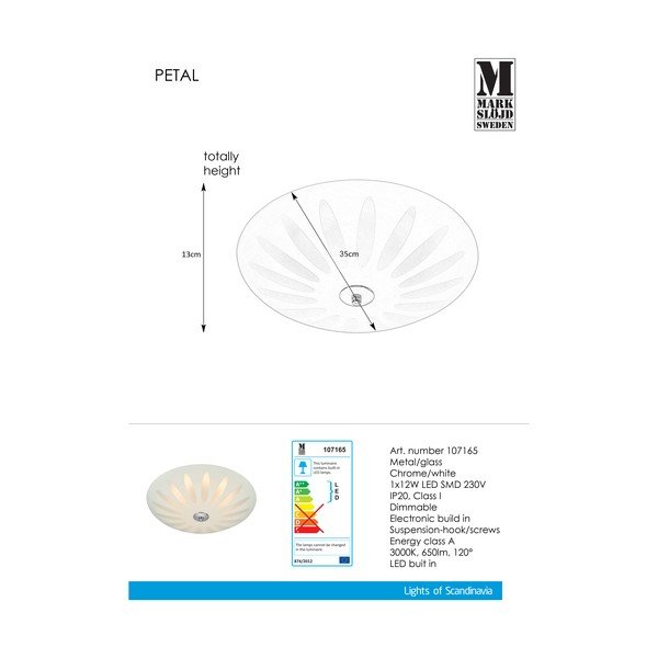 Бяло LED осветление за таван Petal, ø 35 cm - Markslöjd-image-1