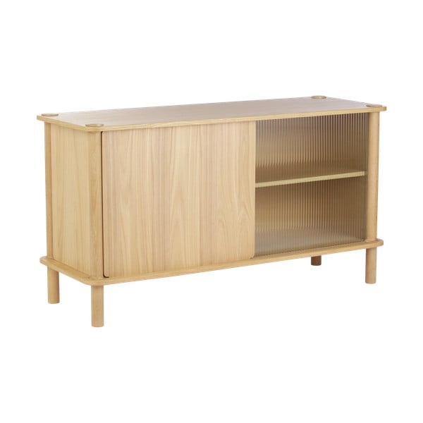 Витрина от масивен дъб с плъзгащи се врати в естествен цвят 135x73,5x48 cm Italic – UMAGE-image-4