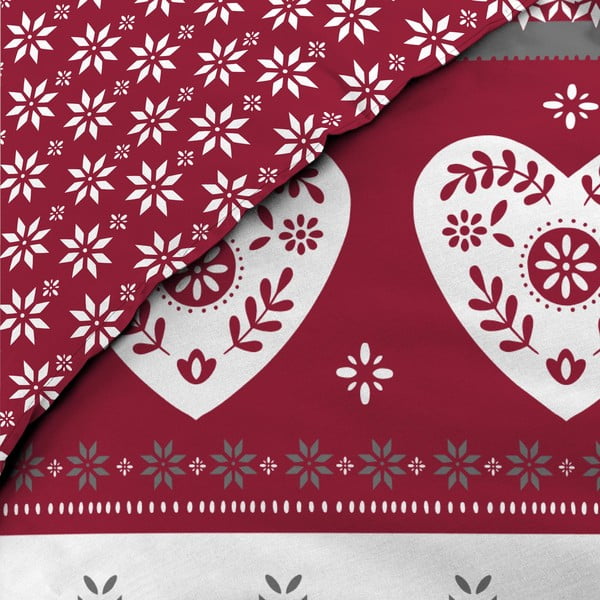 Червено двойно удължено памучно спално бельо 240x220 cm Alpage – douceur d'intérieur-image-3