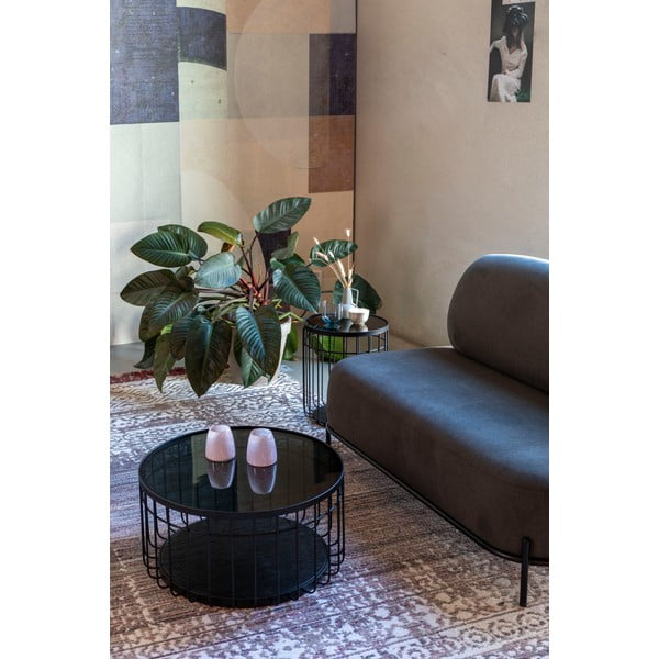 Черна масичка за кафе със стъклен плот, ø 60 cm Lance - White Label-image-4