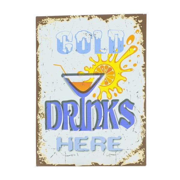 Nástěnná cedule Novita Cold Drinks, 30 x 40 cm