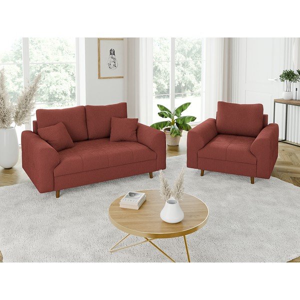 Диван от рипсено кадифе в тухлен цвят 150 cm Ariella – Ropez-image-4