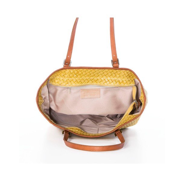 Hořčicová kabelka z pravé kůže Federica Bassi Puro-image-4