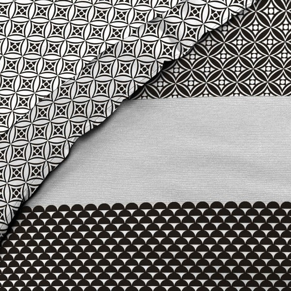 Черно-бял двойно удължено памучно спално бельо с включен долен чаршаф 6 части 240x220 cm Meiko – douceur d'intérieur-image-2