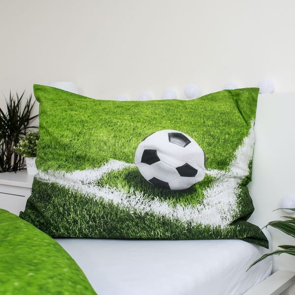 Зелено единично  памучно детско спално бельо 140x200 cm Football – Jerry Fabrics-image-3