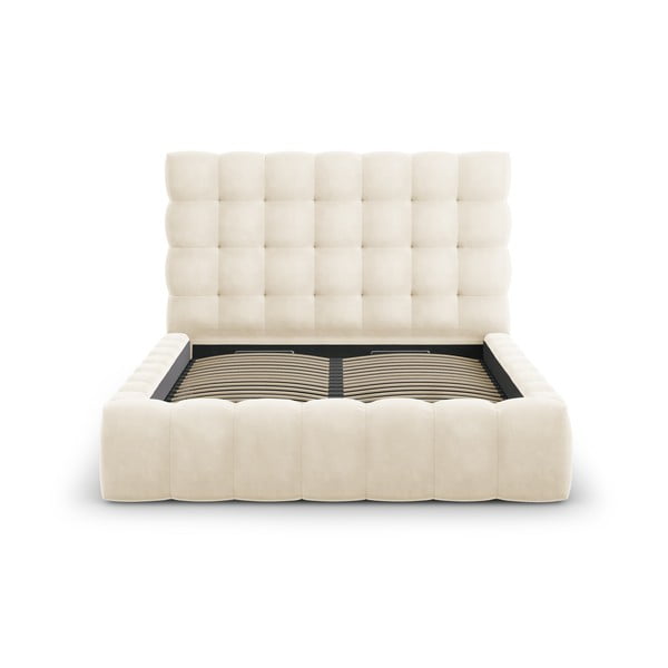Бежово тапицирано двойно легло с място за съхранение и решетка 160x200 cm Bali - Cosmopolitan Design-image-2