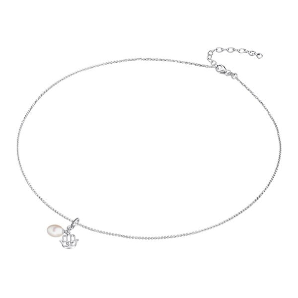 Stříbrný náhrdelník s přívěskem a perlou Chakra Pearls, 42 cm