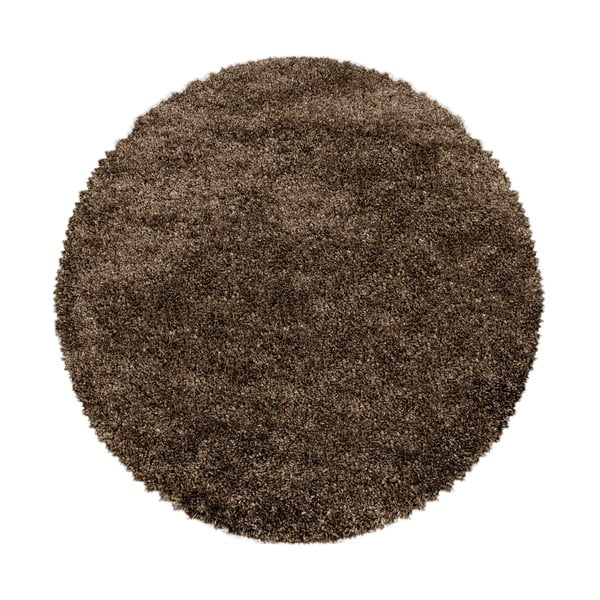 Тъмнокафяв кръгъл килим ø 120 cm Fluffy – Ayyildiz Carpets