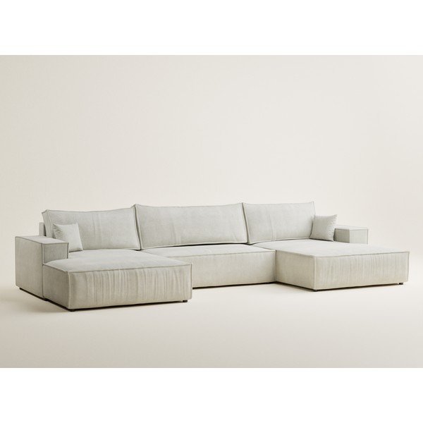 Кремав шенилов сгъваем/с място за съхранение ъглов диван (U форма) Kyoto – Maison de Rêve-image-2