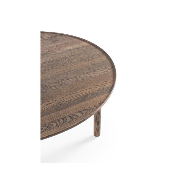 Кафява кръгла масичка за кафе от масивен дъб ø 100 cm Mu – Gazzda-image-2