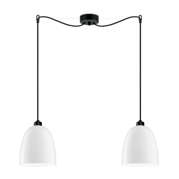 Бяла двойна лъскава лампа за таван с черен кабел Awa - Sotto Luce