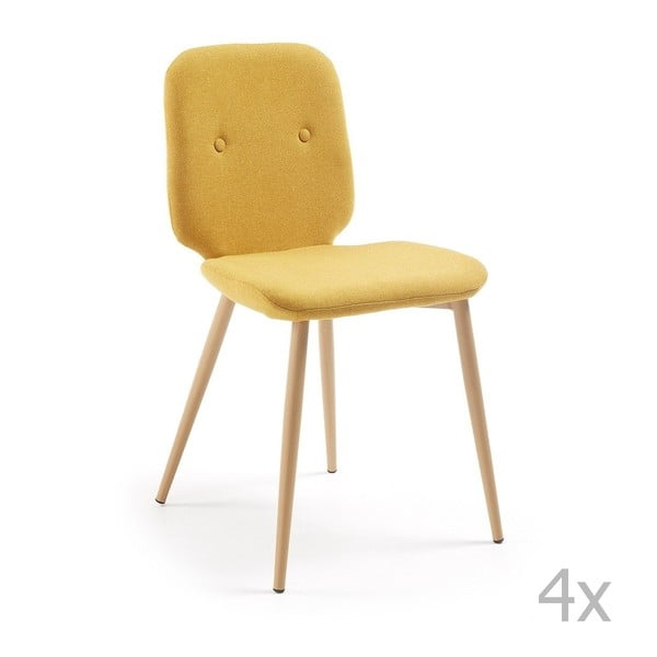 Sada 4 žlutých židlí La Forma Stem