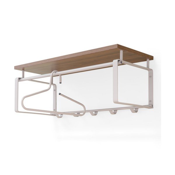 Стоманена стенна закачалка в естествен цвят/кафяво-сива с рафт 70 cm Rex – Spinder Design