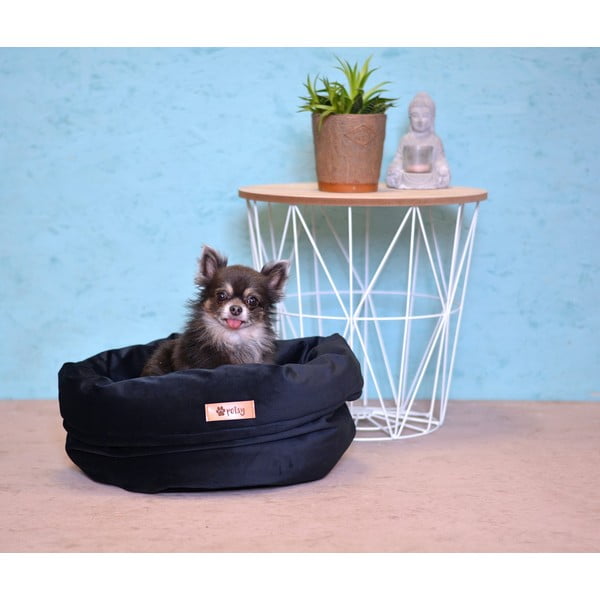 Тъмно синьо кадифено легло ø 40 cm Basket Royal - Petsy-image-1