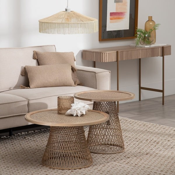 Ратанова кръгла странична масичка ø 55 cm – Ixia-image-1