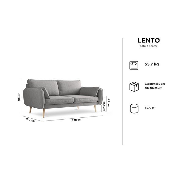 Бежов диван , 228 cm Lento - Kooko Home-image-4