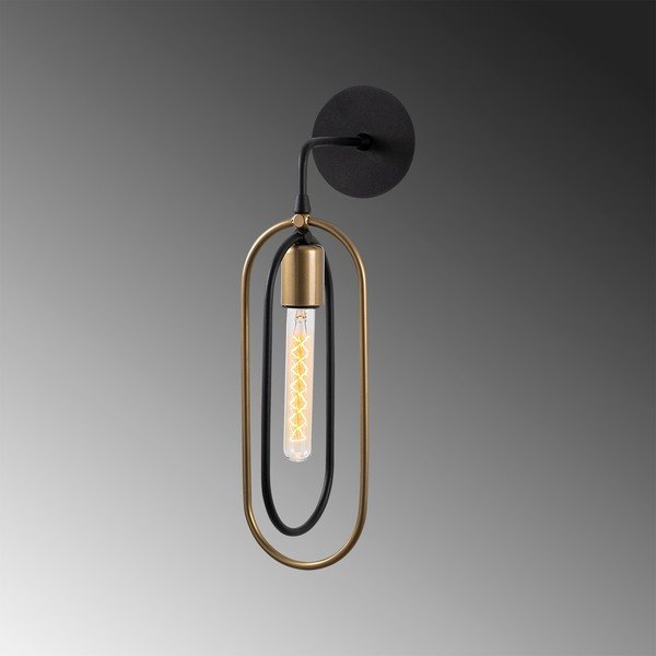 Черна и златисто стенна лампа Cerco – Opviq lights-image-3