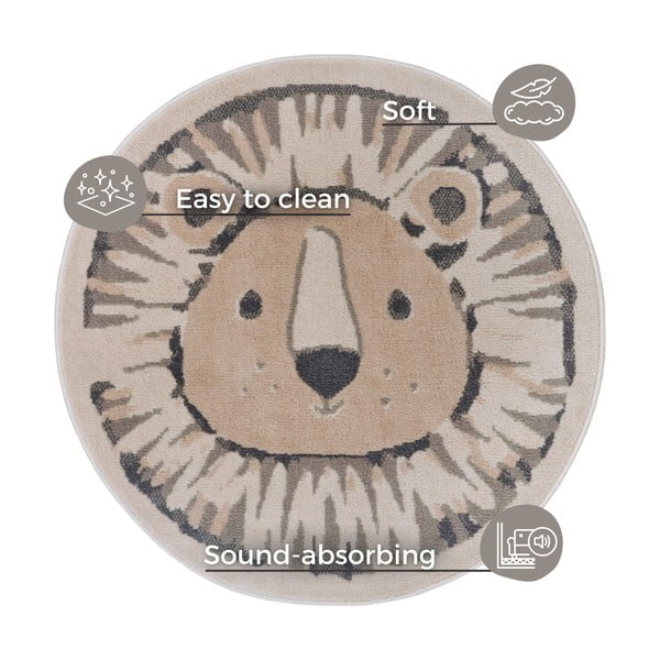 Бежов детски килим ø 100 cm Lion - Hanse Home-image-4