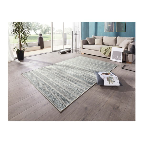 Светлокремав и син килим на открито Bloom Torcy, 80 x 150 cm - Elle Decoration-image-1