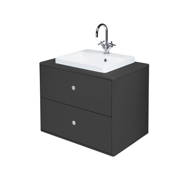 Тъмно сив шкаф с умивалник без смесител 80x62 cm Color Bath - Tom Tailor-image-2