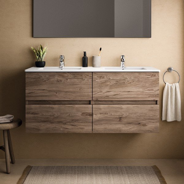 Стенен шкаф за мивка от декор от орех в естествен цвят 120x55 cm Eurovit+ – Ideal Standard-image-1