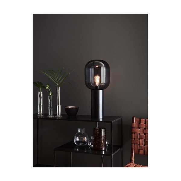 Сива настолна лампа Brooklyn Smoke, ø 24 cm - Markslöjd-image-1