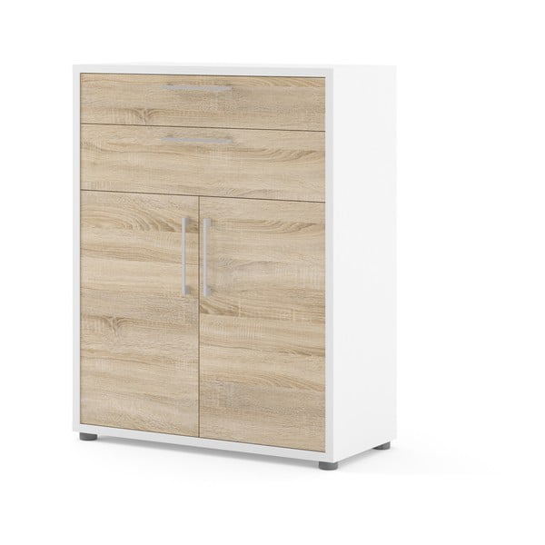 Бяло-естествена модулна библиотека от дъбов декор  89x113 cm Prima – Tvilum-image-1