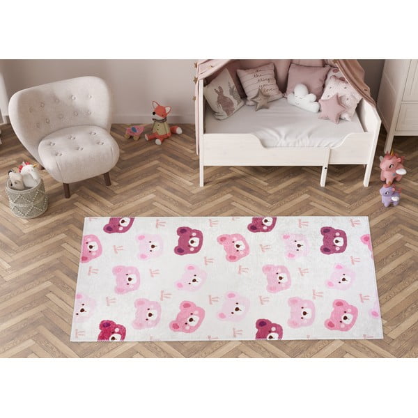 Детски килим подходящ за пране розово и цвят слонова кост 160x230 cm Cute Teddies Pink – Vitaus-image-1