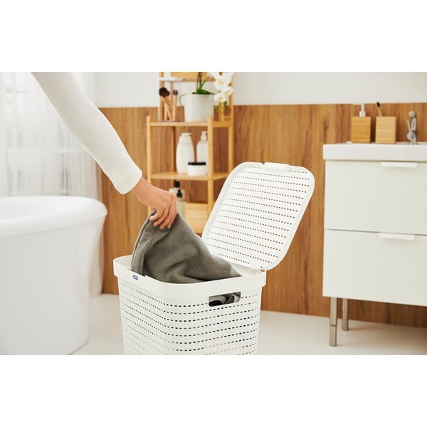Бяла пластмасова кошница за пране 55 L Country - Rotho-image-2