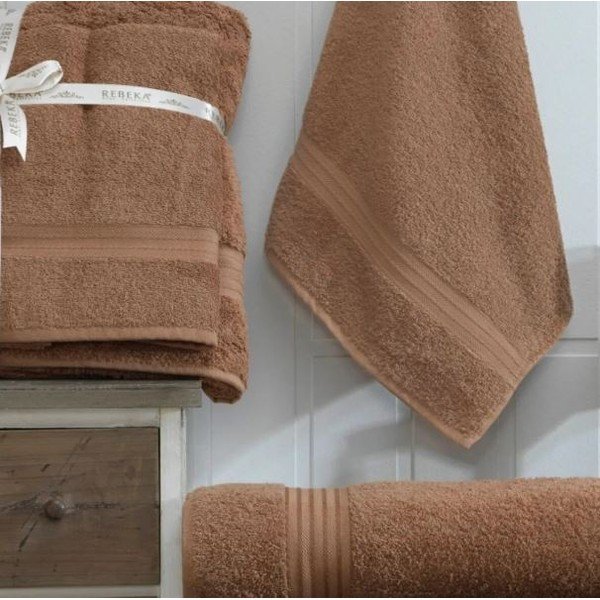 Кафяви памучни хавлии и кърпи за баня в комплект 2 бр. – Mila Home-image-1