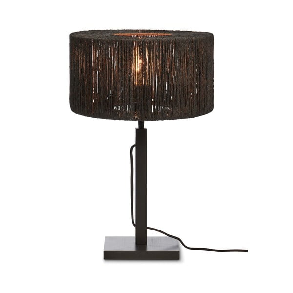 Черна настолна лампа с абажур от юта (височина 37 cm) Iguazu - Good&Mojo