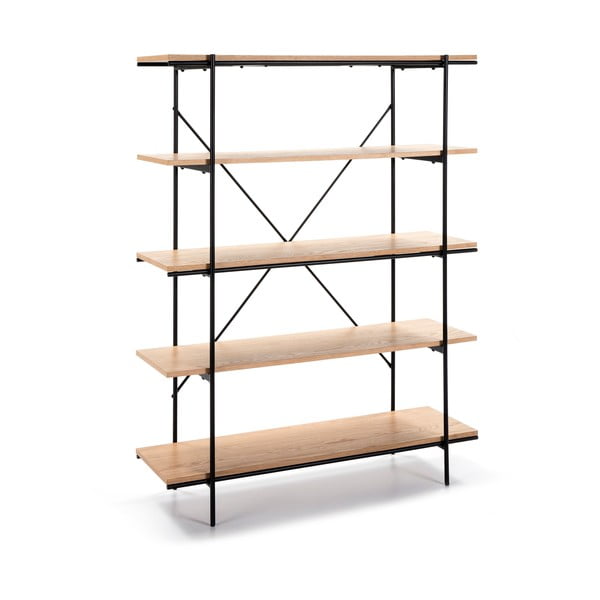 Библиотека за книги в декор от дъбово дърво с черни детайли Amina - Marckeric-image-2