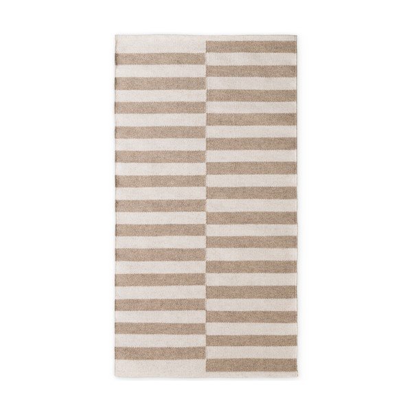 Бял/светлокафяв двустранен/ръчно изработен вълнен килим 80x150 cm Vika – Hanse Home