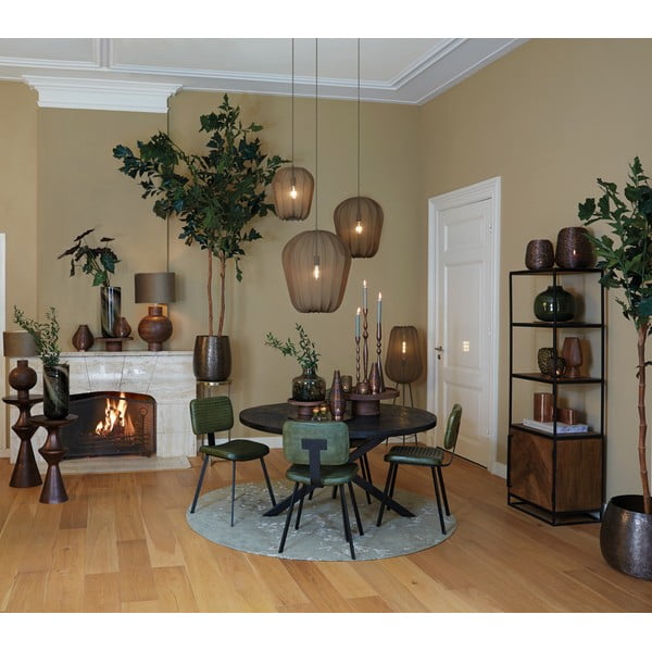 Черна кръгла трапезна маса с акациев плот ø 120 cm Yellov – Light & Living-image-1