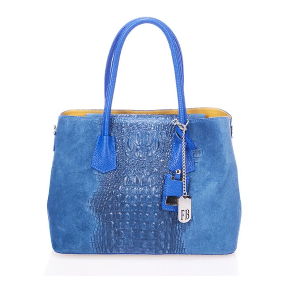Modrá kabelka z pravé kůže Federica Bassi Print
